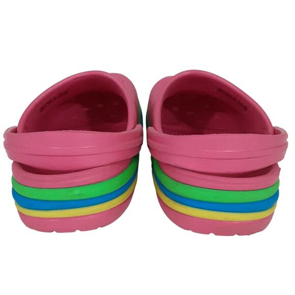 Crocs Crocband Clogs Rainbow Girls 11 Slip On Water Shoes Ciabatta Pink Paradise - Picture 5 of 8